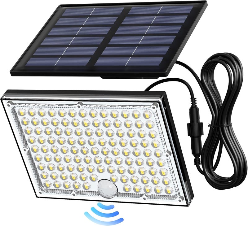 JACKYLED Solar Lights Outdoor with Motion Sensor, 113LED Cool White Solar Flood Lights, Waterproof Dusk to Dawn Solar Powered Security Spot Lights for Porch Patio Yard Garage, 1 Pack - Image 1